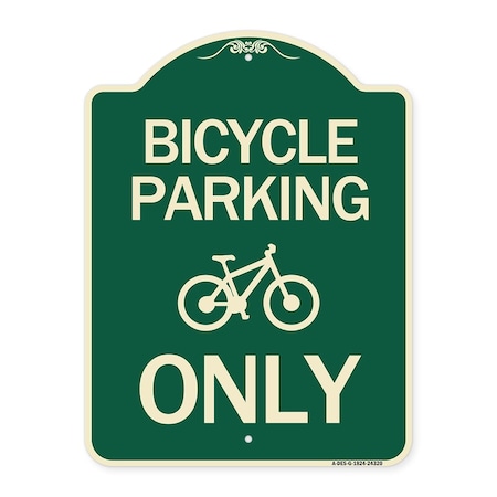 Signmission Bicycle Parking Only With Graphic Heavy-Gauge Aluminum Architectural Sign, 24" x 18", G-1824-24320 A-DES-G-1824-24320